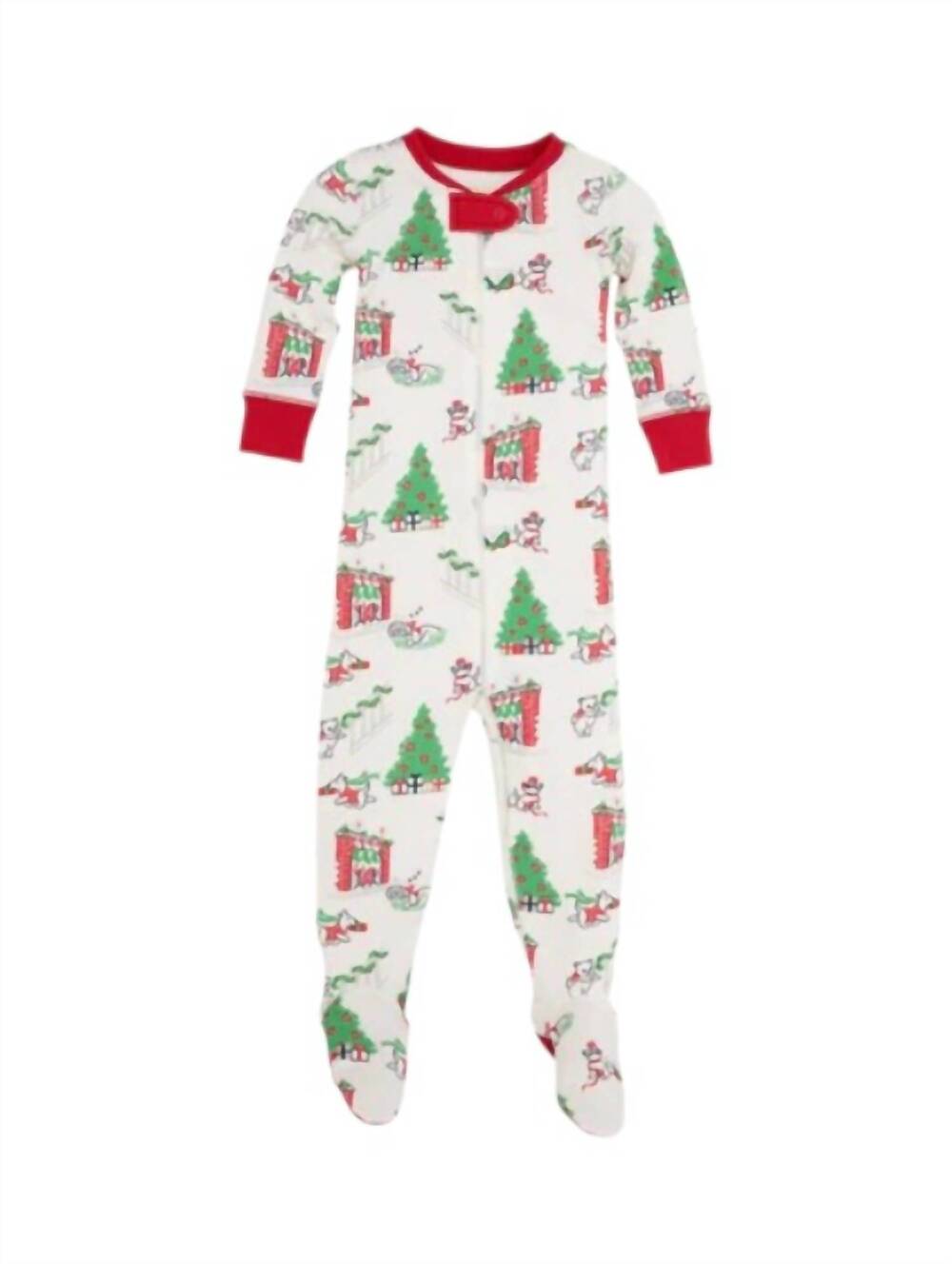 NEW BEAUFORT BONNET kid's knox's night footed onesie in classic christmas with r
